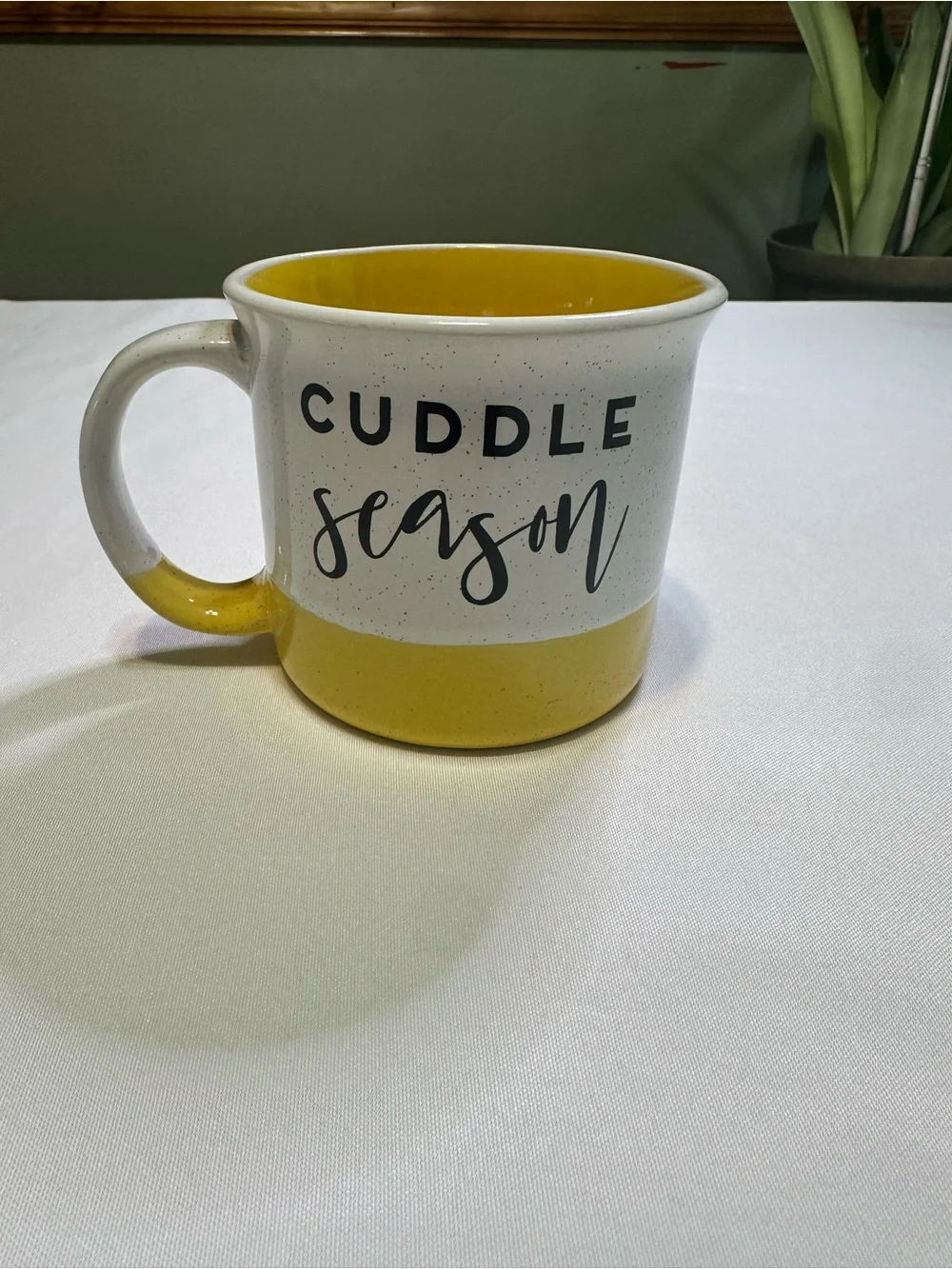 Cuddle Season Yellow Speckled Ceramic Coffee Mug - Cozy Ceramic Cup